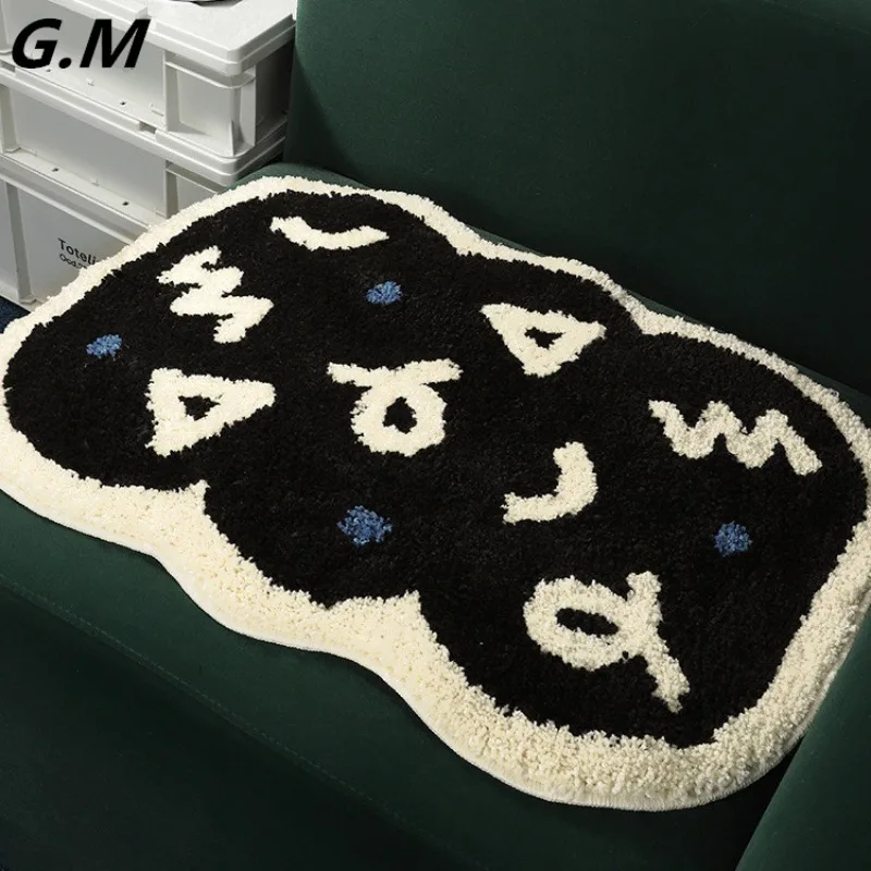 

Modern Simple Fluffy Soft Rug Black and White Mat Bedside Shaggy Carpet Bathtub Side Non-slip Floor Rugs Shower Room Door Mat