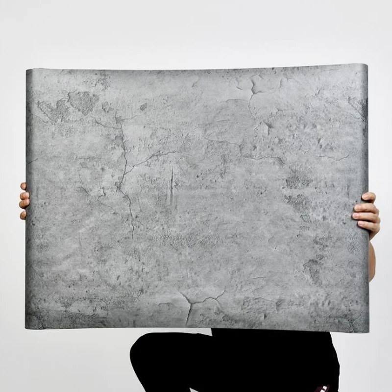PVC Retro Cement Grey Waterproof Self-adhesive Wallpaper Hotel Cafe Library Living Room Bedroom Wall Renovation Vinyl Stickers 6