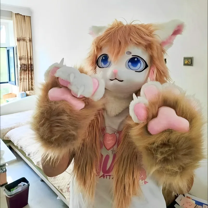 

Hot A Pair Furry Color Animal Paw Gloves Custom Creative Cute Cat Paws Winter Gloves Y2k Furry Couple Indoor Cotton Warm Gloves