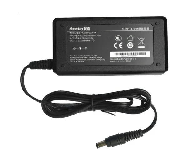

Huntkey HKA03612030-7K, 12V 3A, Barrel 5.5/2.5mm, IEC C14, Power Adapter