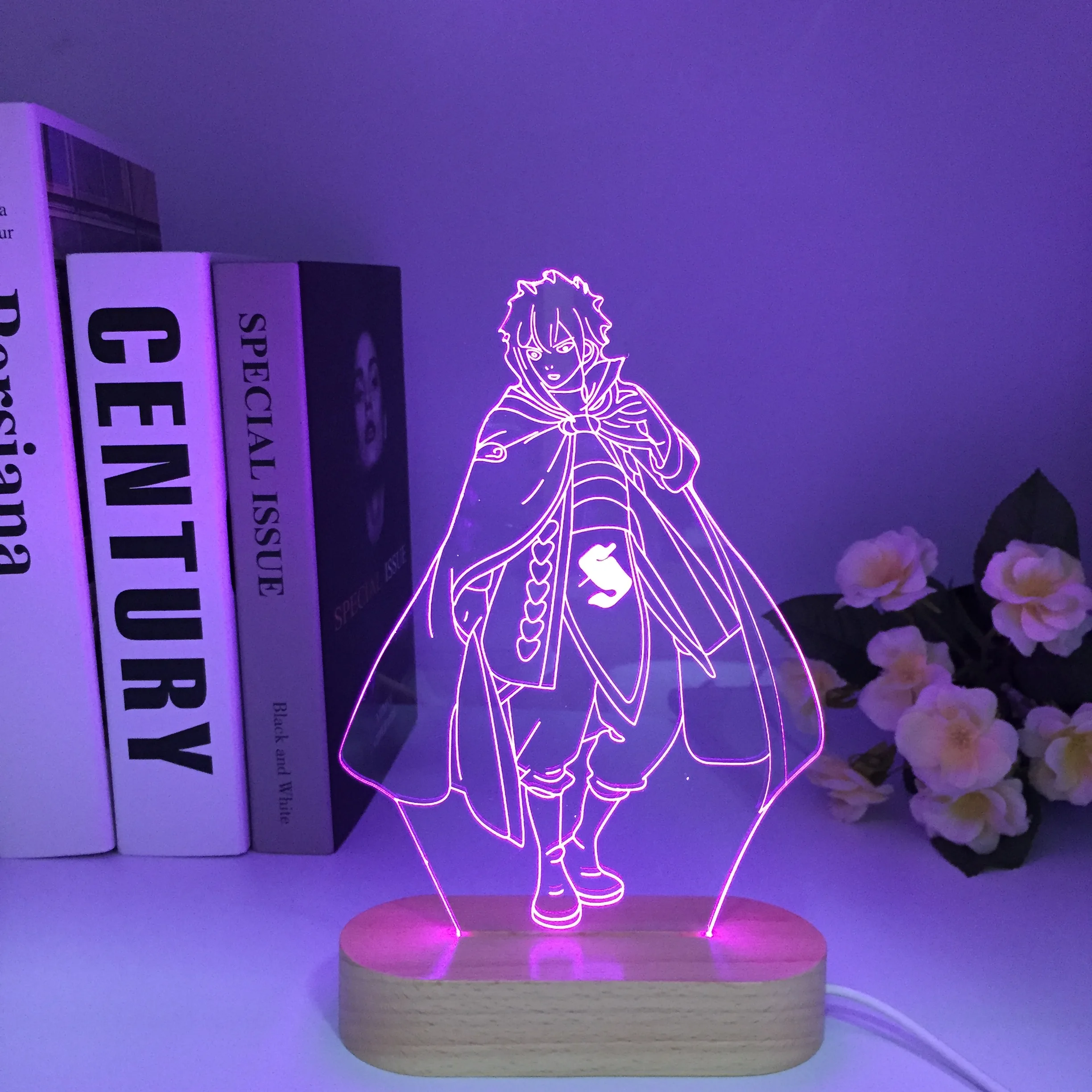 

Japanese Cartoon Figure Colors Touch Optical Illusion Table Lamp Wooden 3D LED Lamp Home Decoration Model Dropshipping