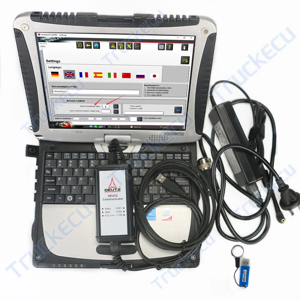 

CF19 Laptop for DEUTZ LEVEL 6 DIAGNOSTIC KIT for DECOM Diagnosis Scanner Deutz SerDia2010 program key dongle Diagnosis Tool