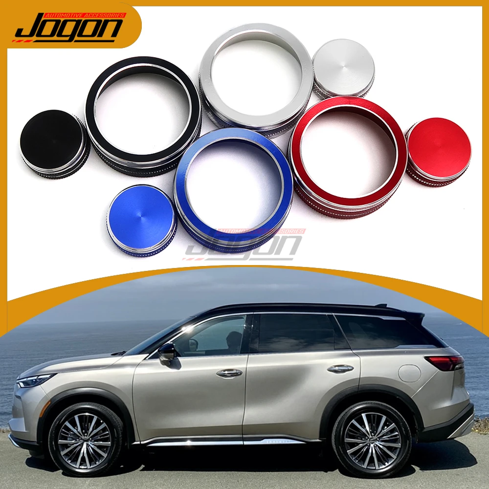 

2Pcs Car Interior Console Volume Multimedia knob Switch Knob Button Cover Ring Trim Accessories For Infiniti Q50 2021 2022 2023