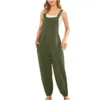 Cotton Linen Ladies Bib Pants Suspender Trouser Loose Casual Female Women One-Piece Romper Overalls Wide Leg Jumpsuit Streetwear 4