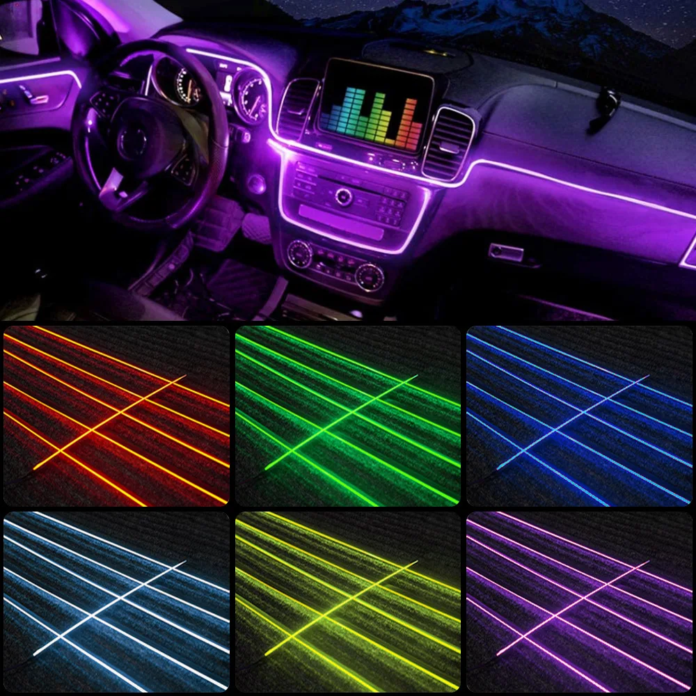 LEEPEE RBG 64 Color 18 In 1 LED Car Ambient Lights Guide Fiber Optic