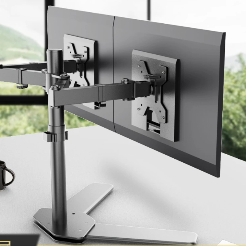 

Left and right dual screen desktop computer with multiple screens for lifting and increasing height, without drilling holes