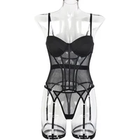 MUZISKAT maille Lingerie marque de luxe body dos nu hauts pour femmes 3 pièces ensemble de Lingerie avec jarretière robes sexy pour les femmes 5