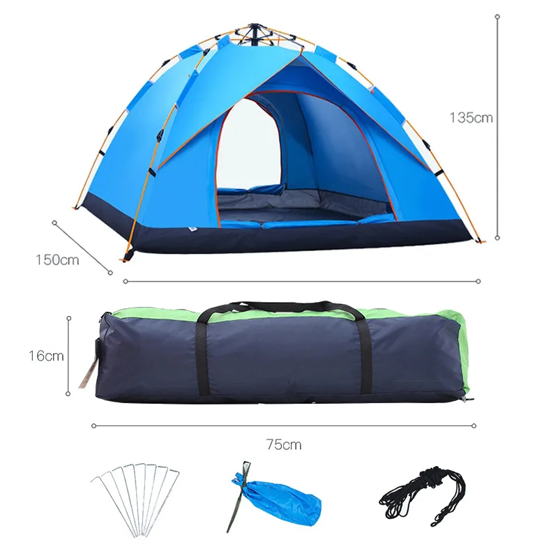 

Malaysia Philippines Hot 3/4 Person Outdoor Camping Fast Pop Up Automatic Tent Foldable UV Resist Waterproof