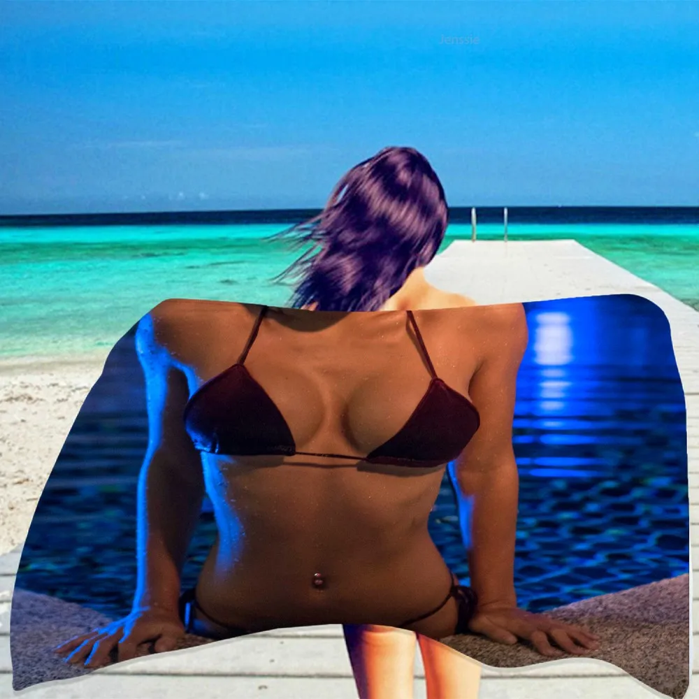 Sexy Lady 3D Print Beach Towels Large Gym Sport Pool Yoga Towel Quick Dry Absorbent Towel for Boys Adult Custom Swimming Towel - Image 3