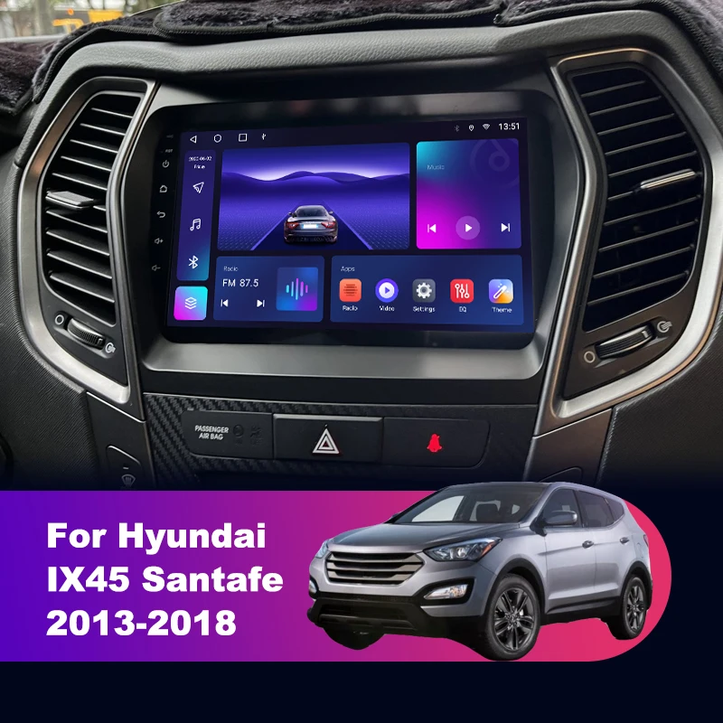 

Автомагнитола на Android 12,0 для Hyundai IX45, Santafe, 2013, 2014, 2016, 2017, 2018, мультимедийный плеер с GPS-навигацией, 2 Din, 4G, Wi-Fi, DVD