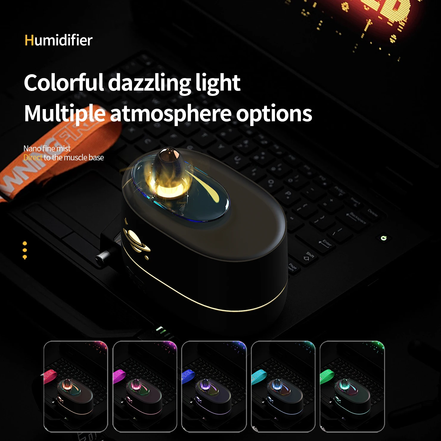 Creative Rocket Humidifier Aromatherapy Machine Household Colorful Dazzling Light Perfume Nano Mist Essential Oil Air Diffuser 2