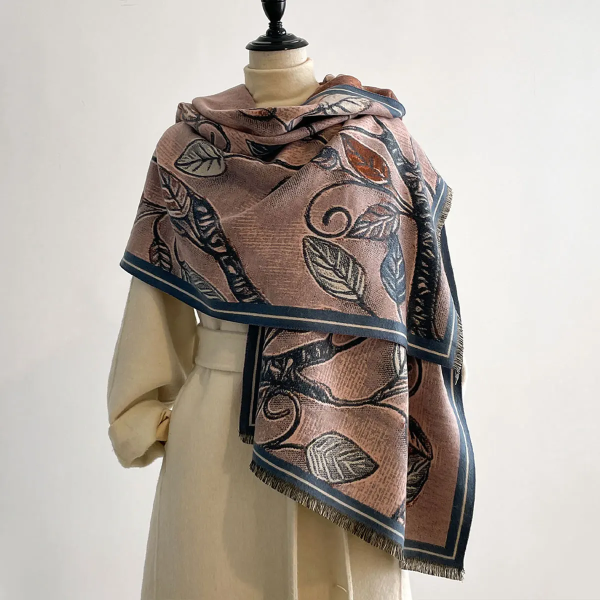 Women Latest Design Winter Two-Sided Jacquard Imitation Cashmere Scarves High Quality Thicken Wrap Shawl Ladies Pashmina Scarf