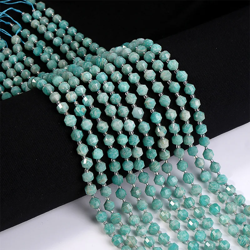Natural Amazonite Olive Faceted Beads Jewelry Accessories Loose Beads For Jewelry Making DIY Beaded Handmade Bracelets