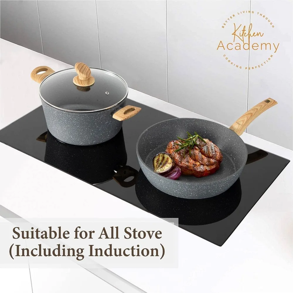 Kitchen Academy Detachable Handle Induction Cookware Sets - 10