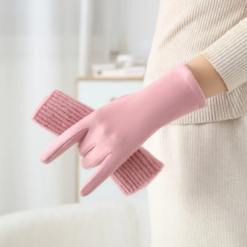 3 Ways to Wear Removable Suede Knitted Gloves Women Winter Keep Warm Touch Screen Fashion Elegant Elasticity Soft Thickened
