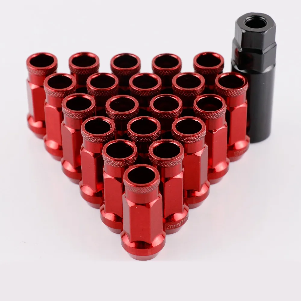 Muteki SR48 Extended Open End Lug Nuts - 12x1.25 Thread, Acorn Seat, Titanium Chrome Finish (Set Of 20)