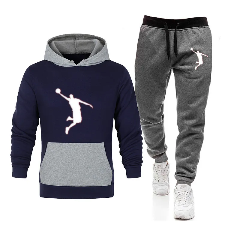 mens 2 piece set Fall Winter Fashion 2 Piece Activewear Men's Hoodie Sweatshirt + Pants Pullover Hoodie Activewear Set Casual Men's Clothes Size jogging suits for men