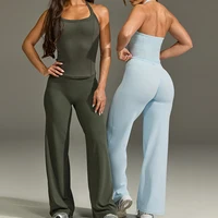 Leggings évasés, Leggings à jambe droite, Pantalons larges pour femme, Vêtements de yoga respirants, Vêtements de fitness, Pantalons décontractés polyvalents 1