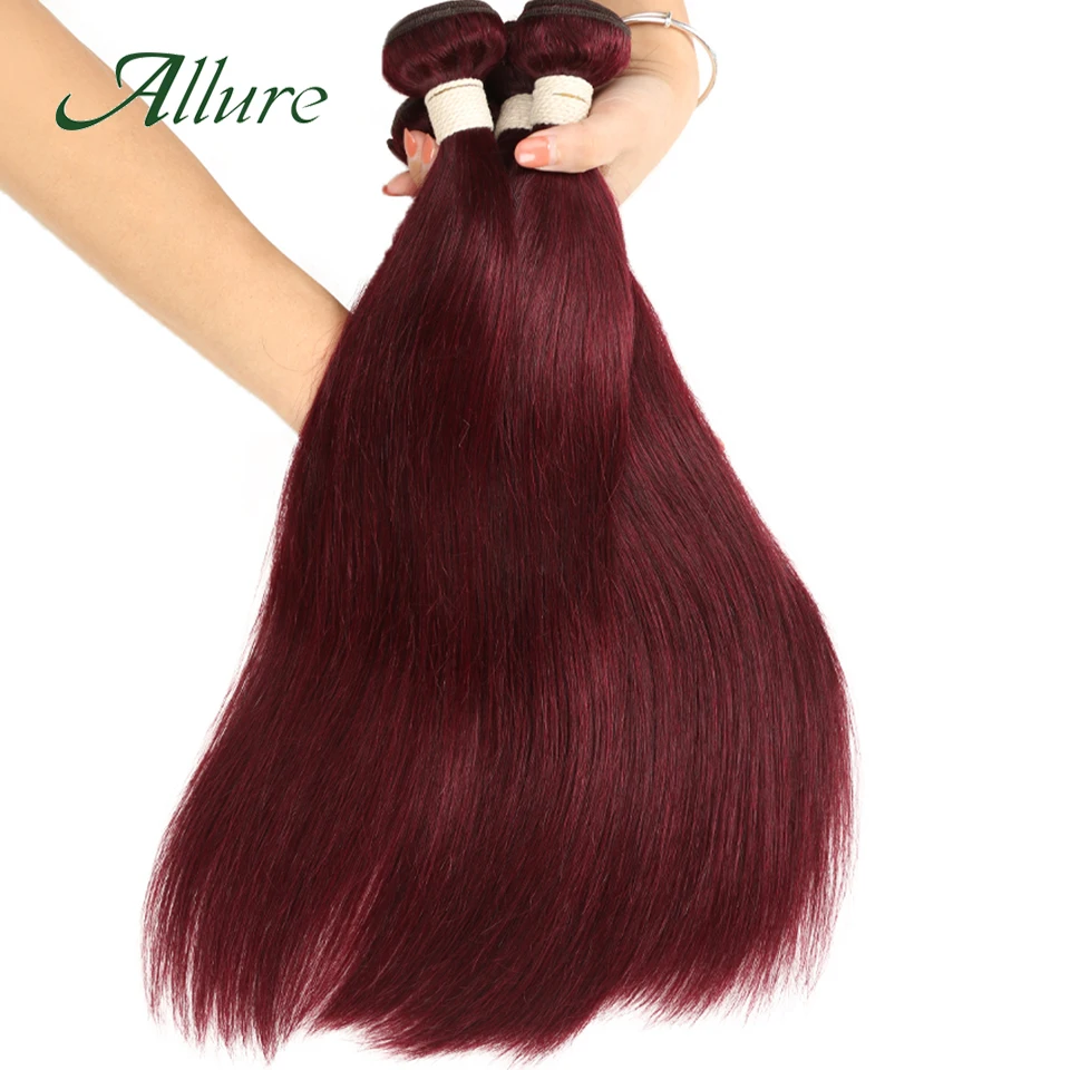 99J Straight Human Hair Bundles Wine Red Human Hair Extenstion 12A Remy 1/3 Pcs Straight Bundles Allure