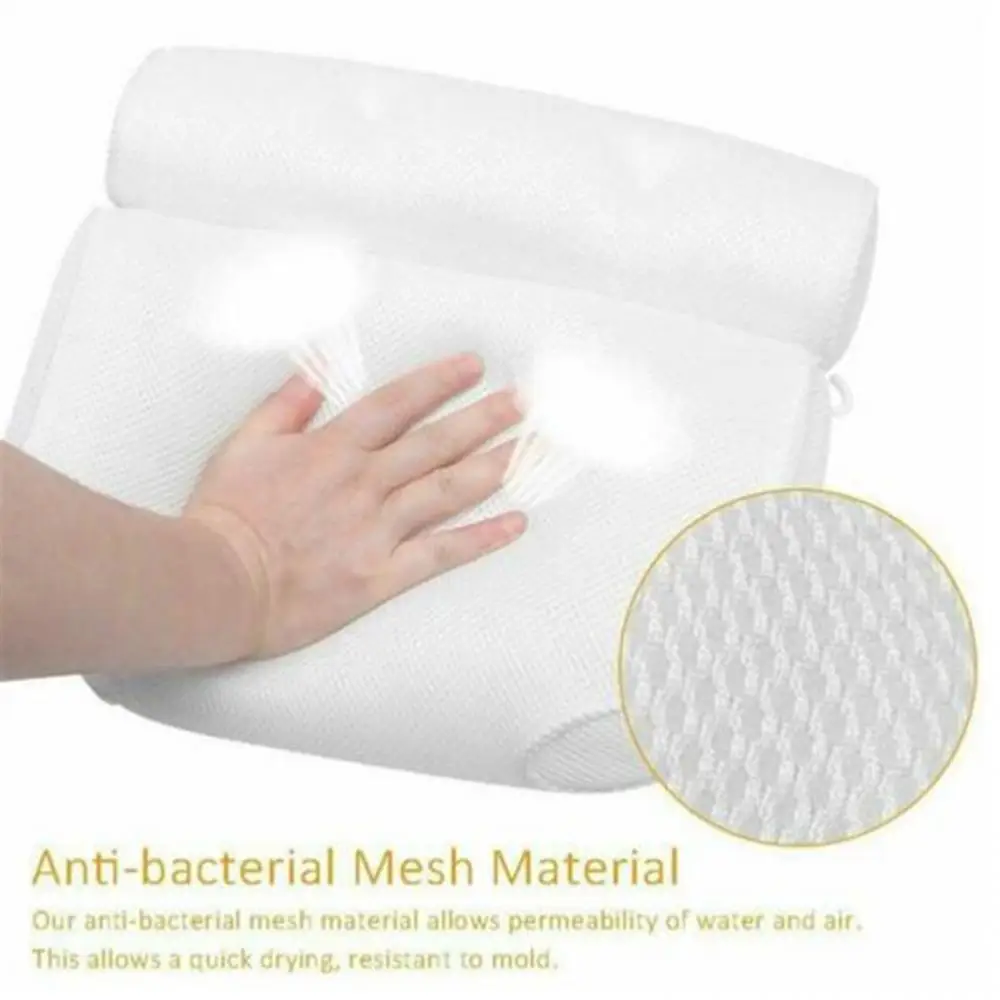 3D Mesh Bathtub Pillow SPA Mat Suction Cup Bath with Suction Cups Ergonomic Bath Tub Neck Back Support Headrest Pillows