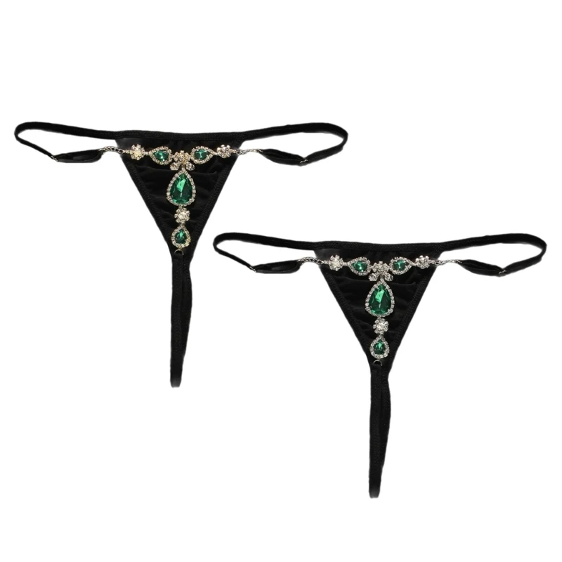 

Women Sexy Low Rise Thongs G-String Water Drop Diamond Underwear Briefs