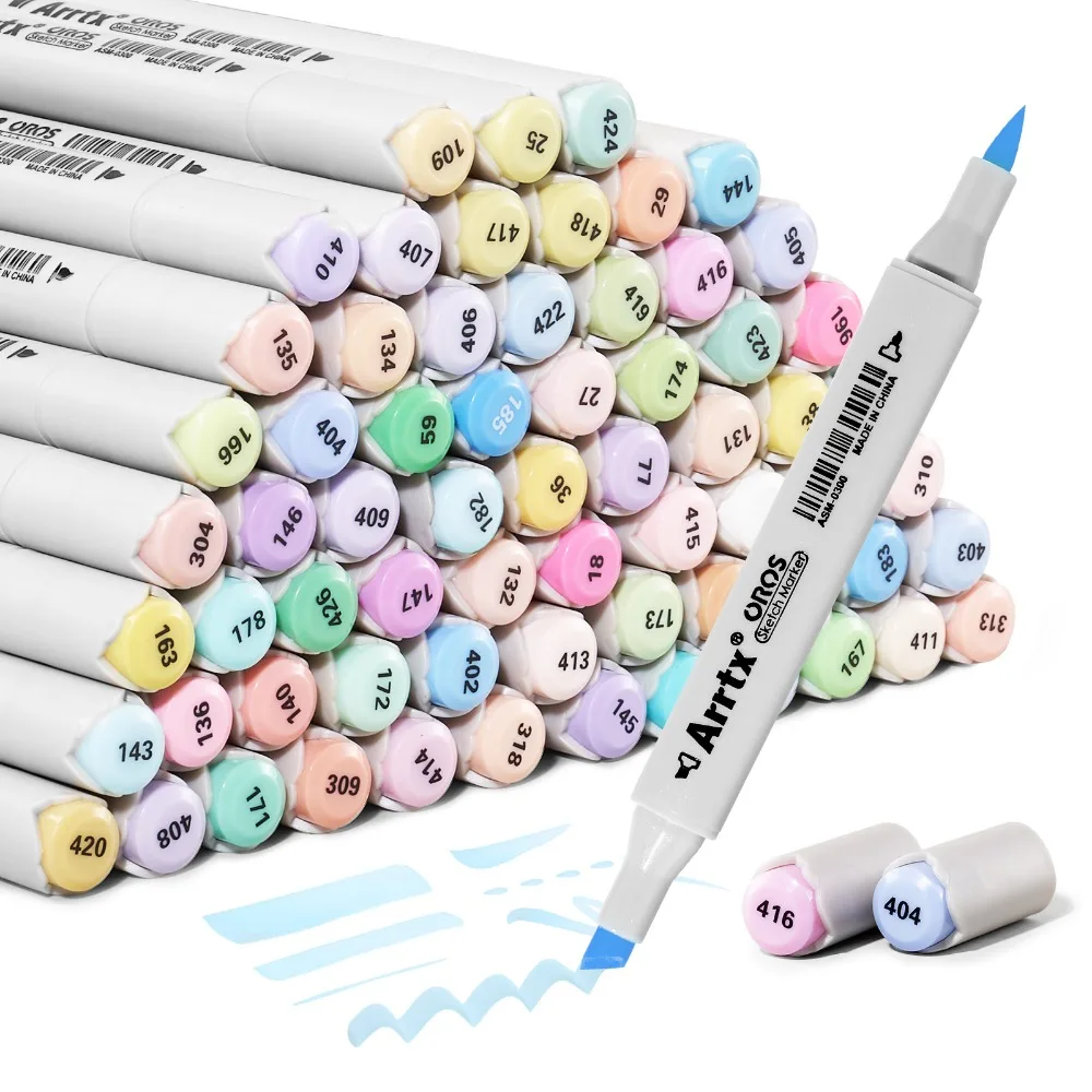 Color Marker Pens Art Marker Pens Art Markers Sketching Markers 66 colors Pastel Markers Oros Dual Tip Sketch Art Markers for Artist Adult Alcohol for Sketching Coloring