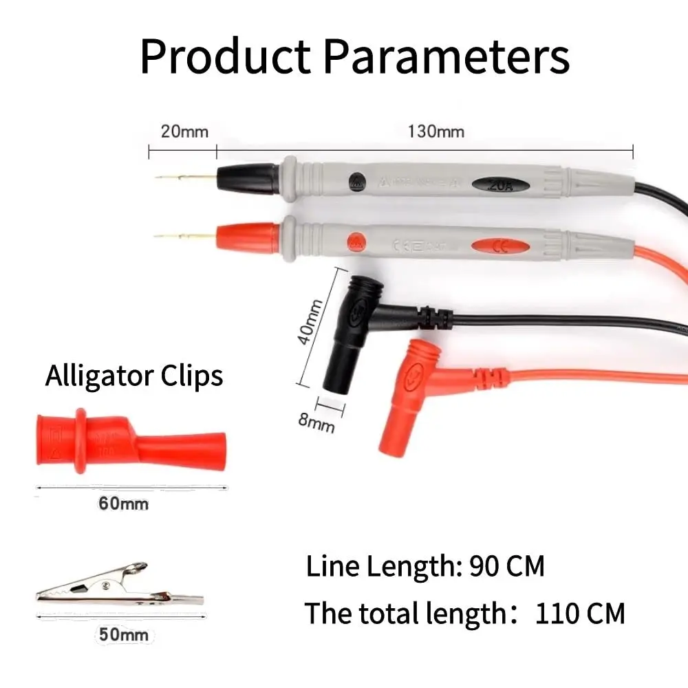 Multimeter Test Leads Universal Cable AC DC 1000V 20A Measuring Probes Pen for Multi-Meter Tester