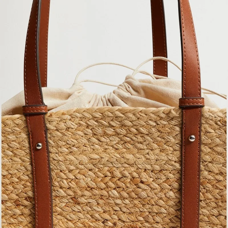 New Large Capacity Beach Shopping Bags Luxury Designer Rattan Woven Shoulder Bag Women Handmade Straw Handbags Summer Travel Bag