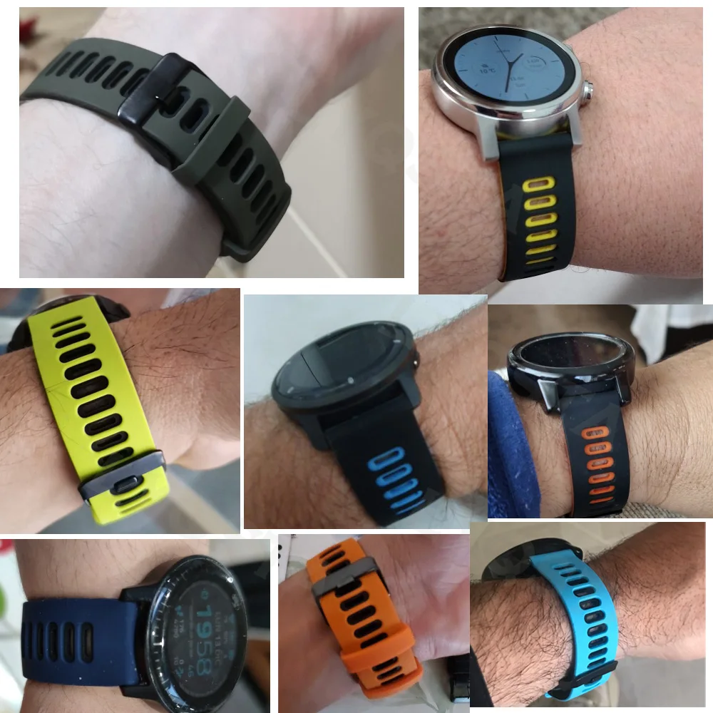 Premium Silicone Smart Watch Band Strap - 20/22mm Adjustable Wristband Bracelet