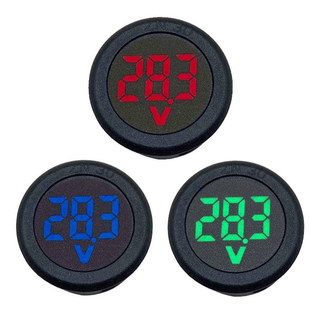 DC 5-100V LED Digital Display Round Two-wire Voltmeter Car Voltage Current Meter Volt Detector Tester Monitor Pane |