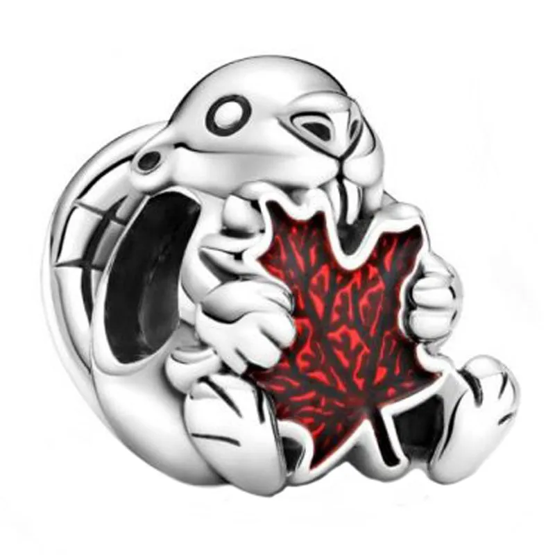 

Original Moments Canadian Beaver With Red Canada Leaf Beads Charm Fit Pandora 925 Sterling Silver Bracelet Bangle Diy Jewelry