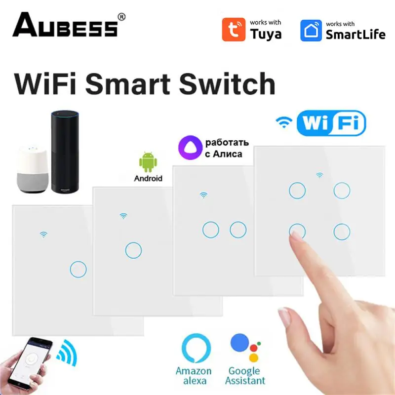 

Голосовое управление, беспроводной пульт дистанционного управления Wi-Fi, переключатель Smart Life App для Alexa и стеновая панель для дома Tuya, настенный выключатель