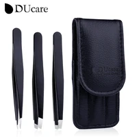 DUcare professional tweezers for eyebrows lash twizzer Stainless Steel Eyelash Extension Classic Slant 3pc Hair removal tweezers 1