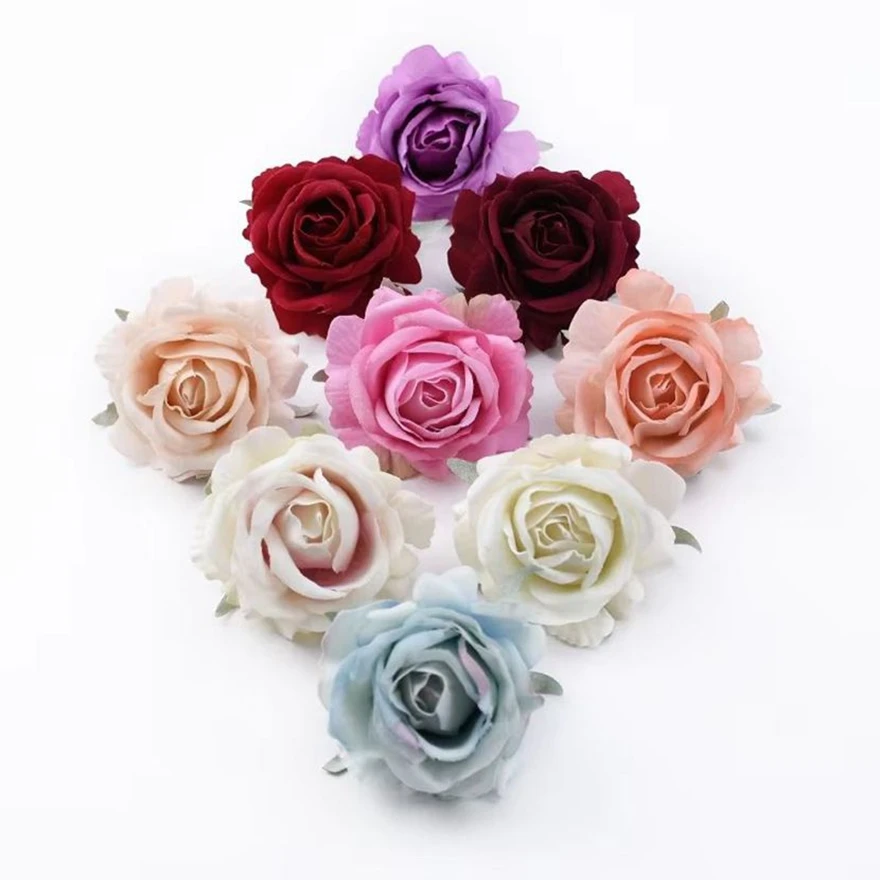 5/10PCS 6CM Rosen Kopf DIY Geschenk Candy Box Hochzeit Dekorative Blumen Kunst Wand Sammelalbum Handarbeiten wohnkultur Künstliche Blumen