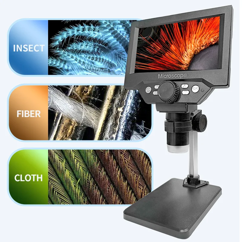 5.5" LCD Digital Microscope 1000X USB Digital Microscope with Adjustable LED for Error Coins PCB Compatible with MacOS Windows digital microscope
