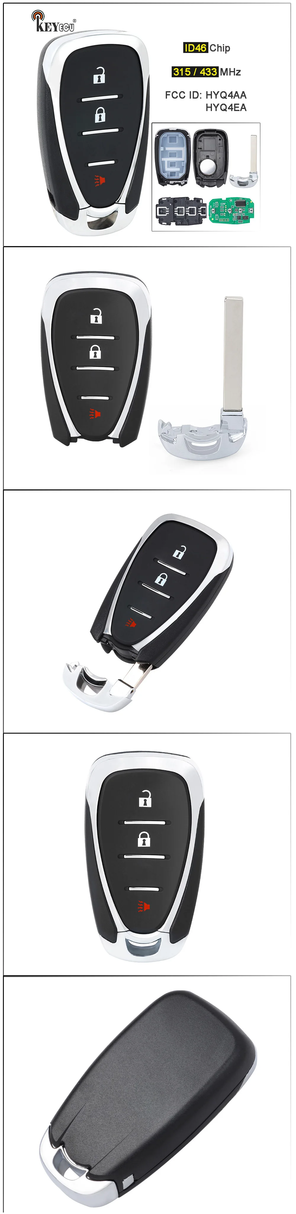 Keyforkess 315MHz /433MHz ID46 HYQ4AA HYQ4EA Smart Remote Key Fob per Chevrolet Blazer Equinox Sonic Spark Traverse Cruze 2016-2022 - Sfd6da592c21146e9b79a34999ce5011aW
