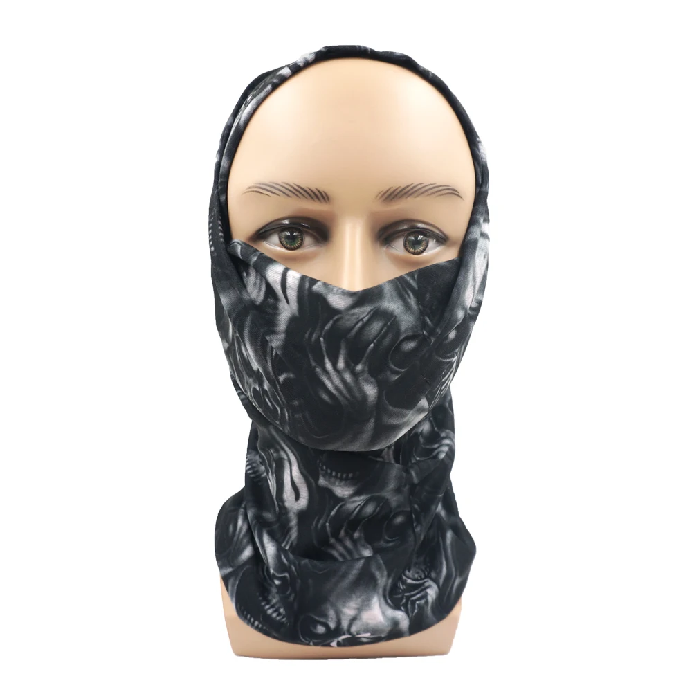 Skull Pattern Seamless Breathable Neck Warmer Gaiter Men Cycling Bandana Women Running Hiking Tube Scarf Sunshield Face Mask