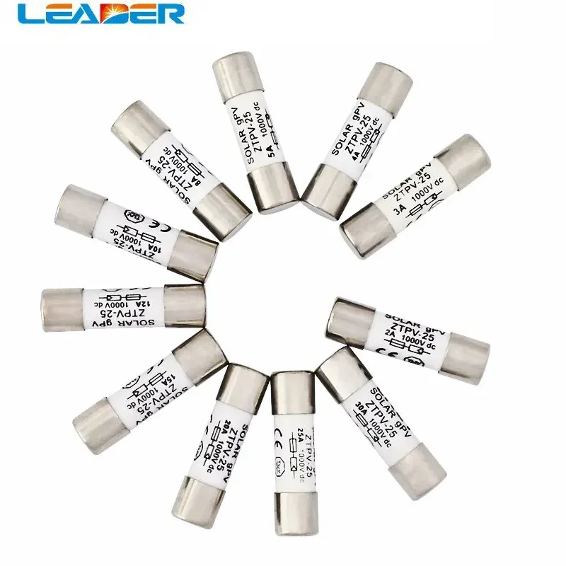Leader Solar 1000V 10*38Mm Fast Blow Ceramic Fuse1A -32A Dc Pv Fusibile Solare Leghe Metalliche Per La Protezione Del Sistema Di Energia Solare