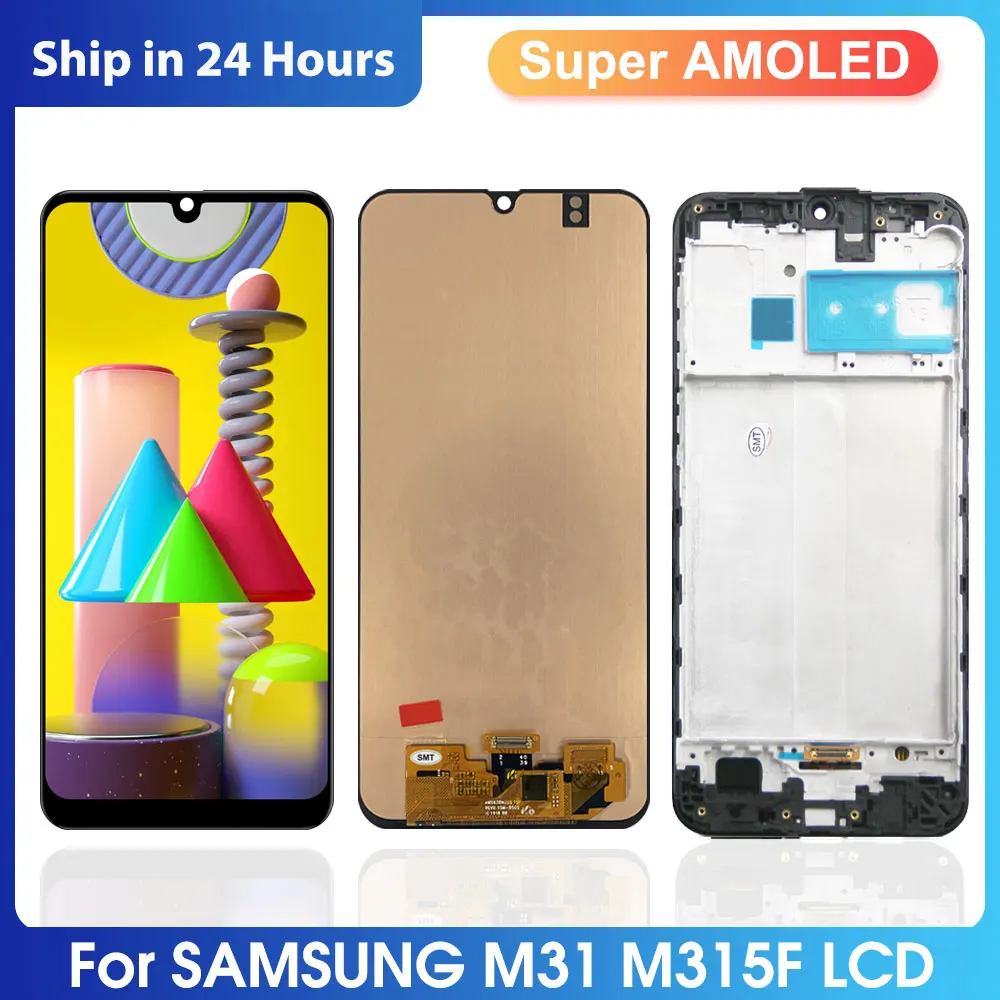 

6.4" Super AMOLED Samsung Galaxy M31 M315 LCD Display Replacement + Touch Screen Digitizer, For SM-M315F M315F/DS Display Repair