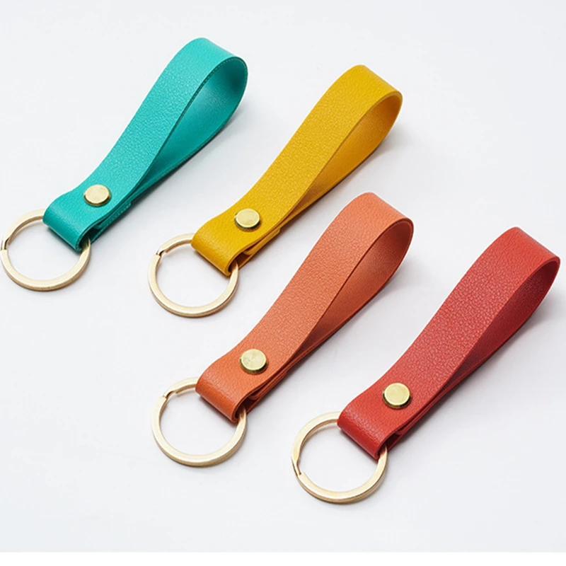 20PCS 8 Colors PU Leather Keychain Business Gifts Leather Key Chain Men Women Car Key Strap Waist Wallet Keychains Keyrings