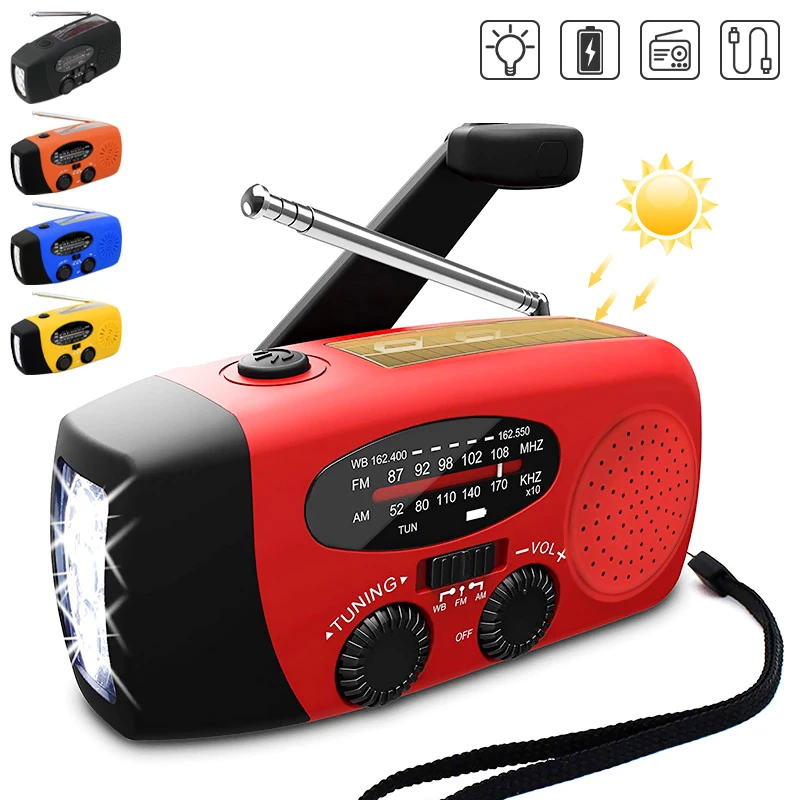 Banco de Energia Emergência Manivela Auto-alimentado fm Noaa Rádio Solar Tempo Lanterna Led Telefone Mão-rádio Cranked am - 1 Home & Garden