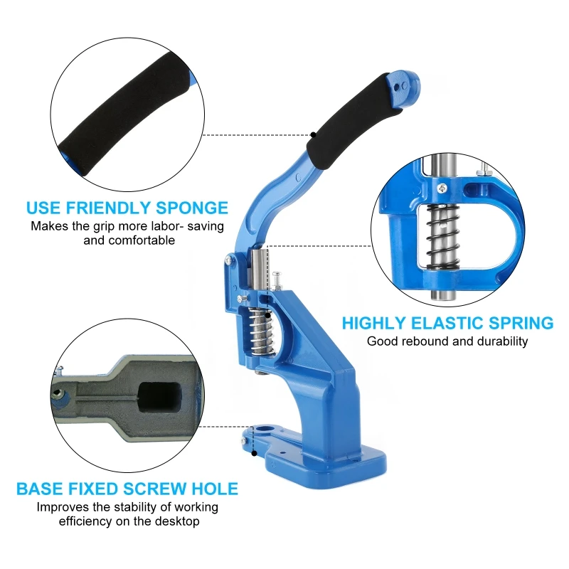 Manual Grommet Eyelet Machine DIY Hand Press Leathercraft Sewing Pressing Punch Tool eyelet punch tool set grommet punch tool grommet tool grommet tool kit grommet eyelet kit with 6/10/12mm Dies+1500pcs Grommets