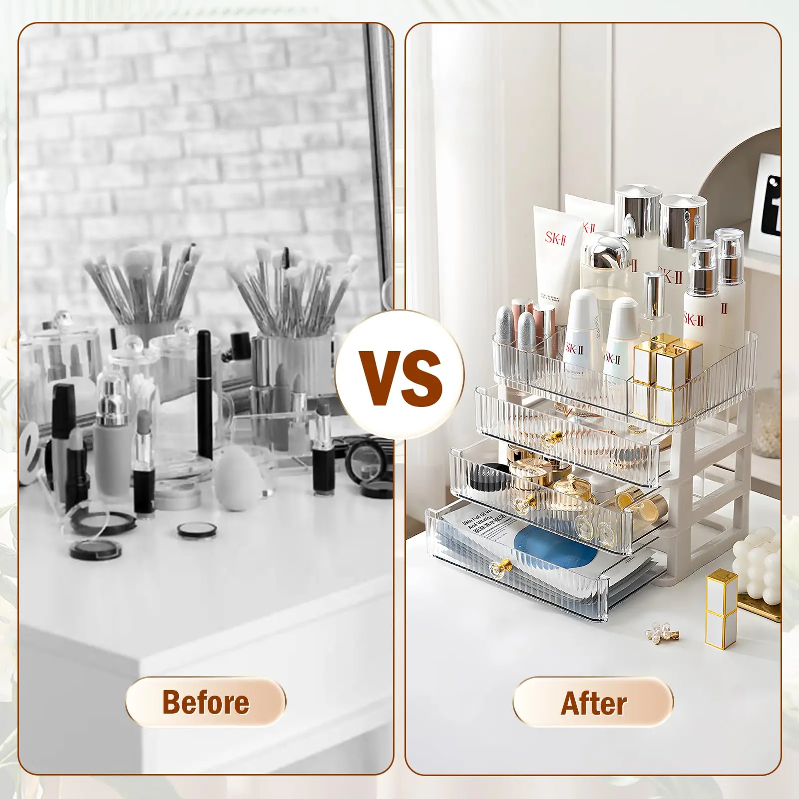 Luxury Drawer Makeup Storage Box Large Cosmetic Case Acrylic Jewelry Lipstick Storage Box Vanity Countertops Makeup Organizer 5
