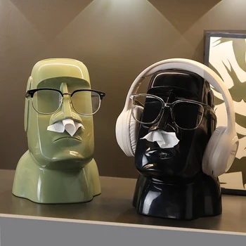 Moai Statue Tissue & Glasses Holder 3