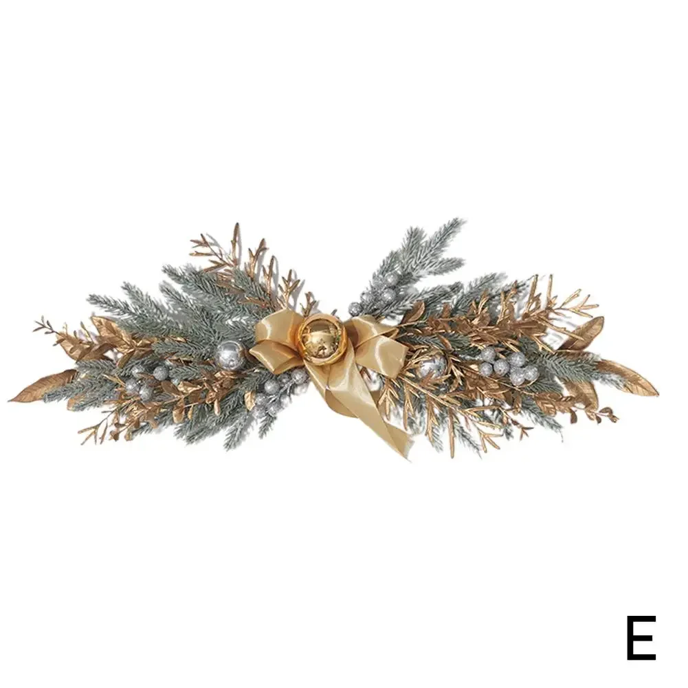 thumbnail image 1 of 2025 Corona navideña con ramas de ratán doradas para colgar en la puerta de entrada, decoración de pared para interiores y exteriores, adorno navideño K1j6, 1 of 5