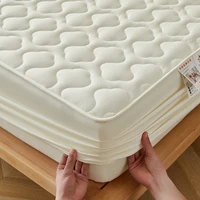Cotton Thickened Mattress Cover, Quilted Fitted Mattress Pad Protector, Hypoallergenic Soft Bed Topper Bedding 140/160/200x200cm 4