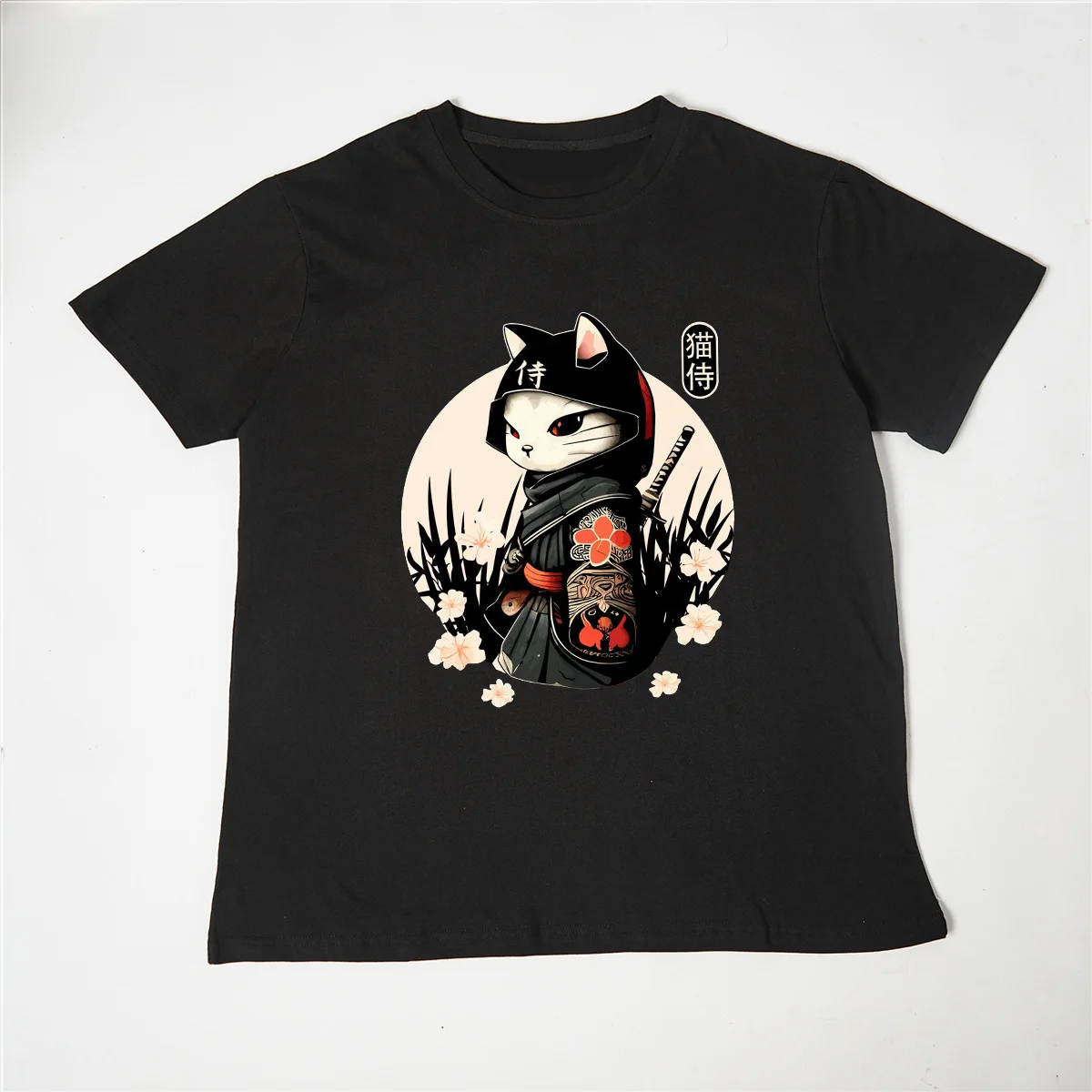 

Japanese Samurai Cat Tattoo, Kawaii Ninja Cat T-Shirt Print Original Design Gifts Tshirt Men Clothing Tops Camisetas