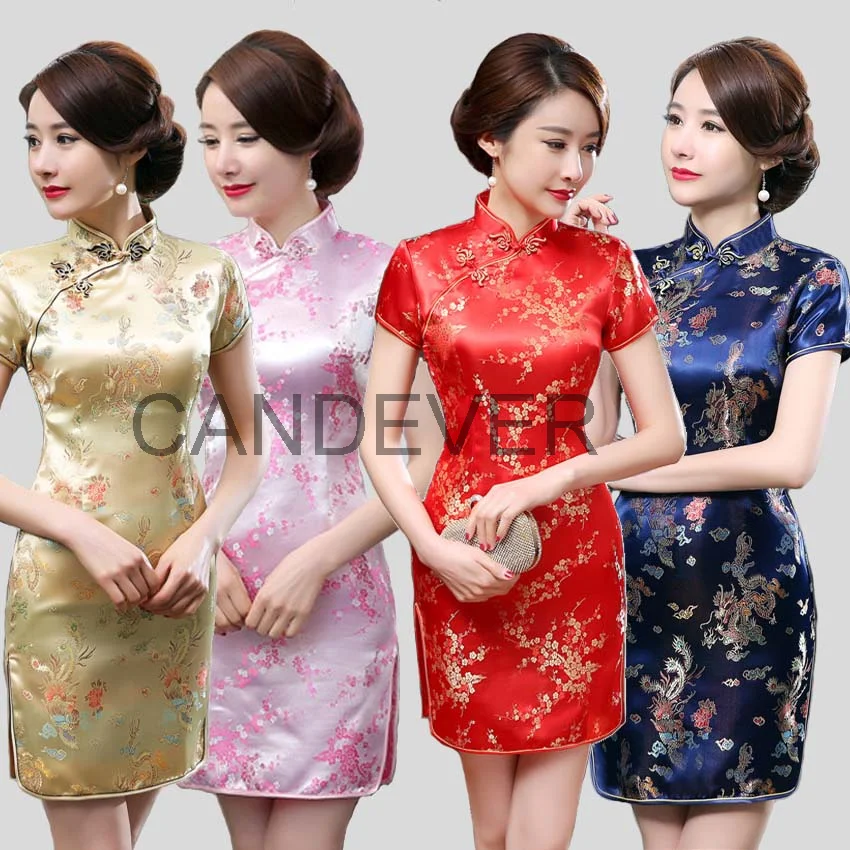 Chinese Traditional Dress Hanfu Cotton Qipao Dresses For Women Wedding Classic Satin Cheongsam Oriental Bride Party Gown