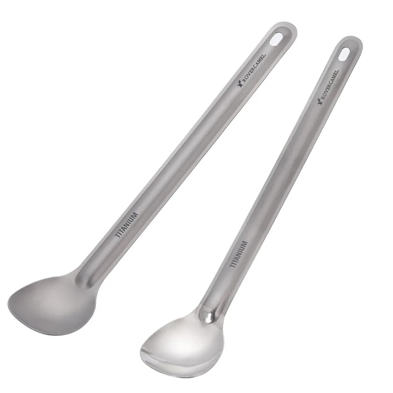 

Titanium Long Handle Spoon with Polished Bowl Outdoor Portable Dinner Spoon Cutlery Camping Backpacking Picnic