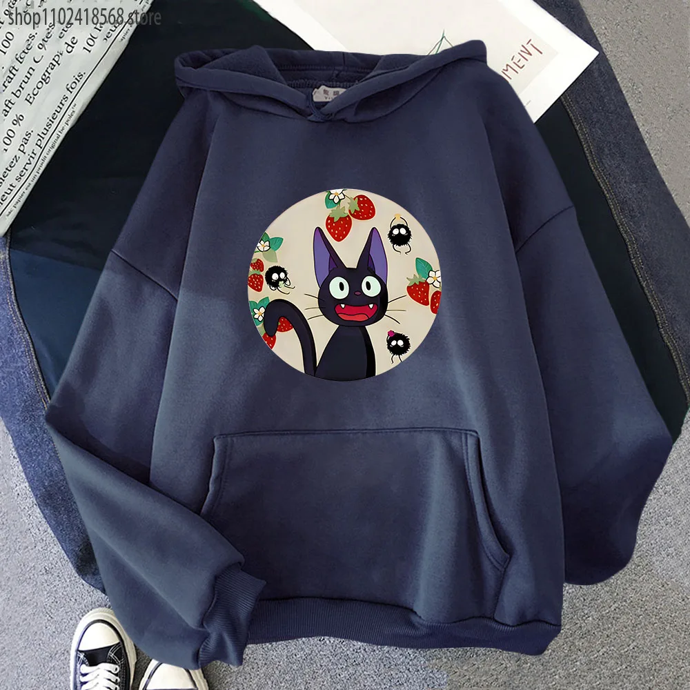 

Kiki's Delivery Service Hoodie Funny Jiji Sweatshirts Women/Men Clothing Kawaii Pullovers for Girls Boys Anime Tops Men Women